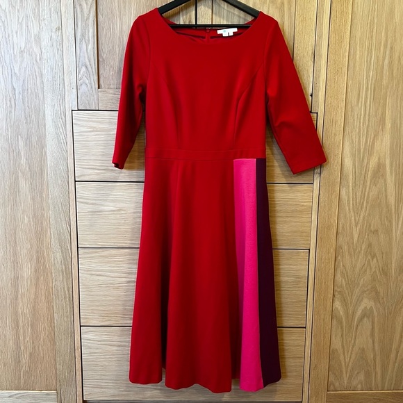 Boden Dresses & Skirts - Boden Claudia Colorblock Ponte Knit Mid Dress Red Pink Size 10 Spring Colorful